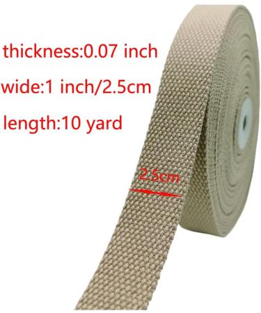 1 Inch Wide 10 Yard Heavy Cotton Webbing Strap for Bag Handles & Belts - Khaki - Buy Online on GoSupps.com