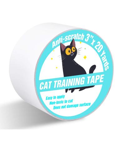 Polarduck Anti Cat Scratch Tape, 3 inches x 30 Yards Cat Training Tape, 100% Transparent Clear Double Sided Cat Scratch Deterrent Tape, Furniture Protector for Couch, Carpet, Doors, Pet & Kid Safe 3 Inches X 20 Yards
