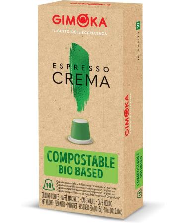 Gimoka Espresso Crema Blend Intensity 10-100 Capsules Compostable and Biodegradable - Compatible with Nespresso* Home Coffee Machines - Made in Italy (Pack of 10 x 10) - Buy Online on GoSupps.com