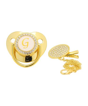 SUNGOOYUE Golden Baby Pacifier - Curved Silicone Bling Pacifier with Clips for 6-18 Months - Personalized 26 Letters Design - Buy Online on GoSupps.com