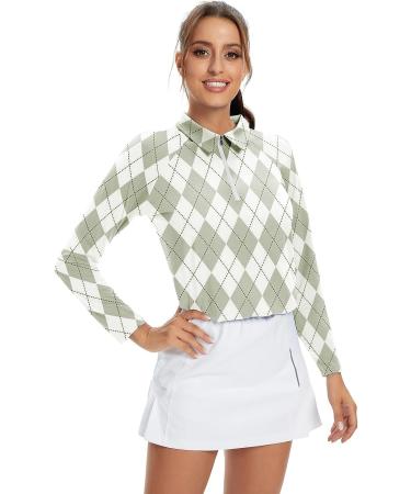 Soneven Women's Sleeveless Golf Shirt Polo Tank Top - Grey Plaid | Moisture Wicking Athletic Sportwear - Buy Online on GoSupps.com
