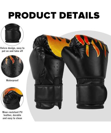 Flintronic Children's Boxing Gloves - 6oz Junior Kickboxing Muay Thai MMA Martial Arts Sparring (Ages 3-10) - Black Flame Style - Buy Online on GoSupps.com