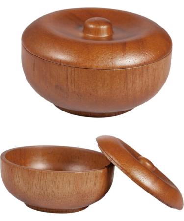 Doitool Men's Shaving Bowl with Lid - Wooden Brown 9.7x9.7 cm | Ideal for Shaving Soap Foam & Brushes | Premium Grooming Accessories - Buy Online on GoSupps.com