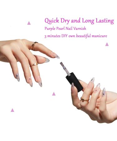 Holographic Nail Polish - Purple Pearl Nail Varnish - Iridescent Shell Glitter Nail Polish - Quick Dry Glimmer Long Lasting Shiny Mirror Glitter Nail Polish for Nail Art DIY - No Nail Lamp Needed - Buy Online on GoSupps.com