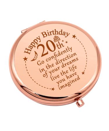 20th Birthday Gifts for Girls Friend 20 Year Old Birthday Gifts Inspirational Gifts Makeup Mirror for Daughter Niece Happy 20th Birthday for BFF Sister Bestie Pocket Makeup Mirror for Granddaughter