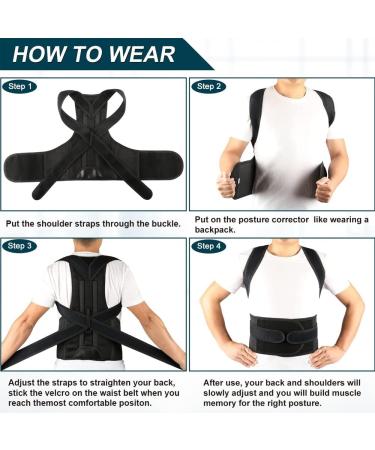 Posture Correction Back Brace for Men & Women - Full Support Belt for Hunchback & Spine Alignment | Adjustable XX-Large Orthopedic Corset in Black - Buy Online on GoSupps.com
