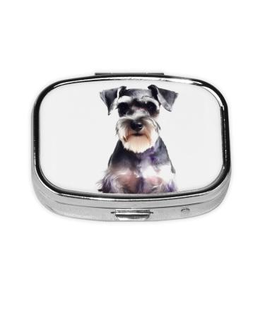 Well-Behaved Schnauzer Printing 2 Compartment Small Pill Case Cute Small Pill Box Purse Pill Boxs Travel Pill Organizer for Pocket Purse and Travel Gifts