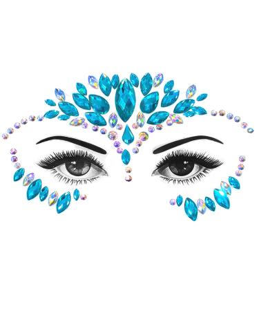 Face Jewels Crystal Face Stickers Mermaid Gems Sparkly Temporary Rhinestone Sticker Rave Party Accessories for Women and Girls (C) Uniform C