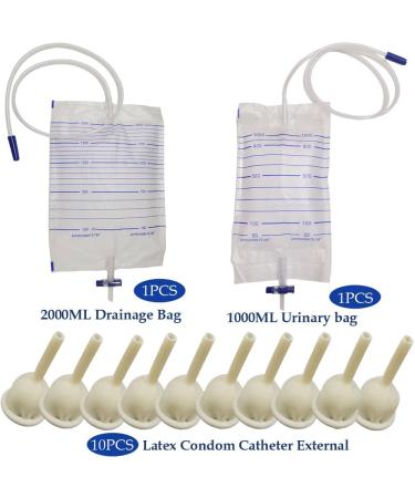 Buy Condom Catheter External Self-Sealing Set for Men | Urinal with Urine Bag (30mm/1.18inch) - 1000ML & 2000ML Options - Buy Online on GoSupps.com