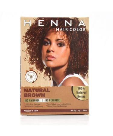 HENNA HAIR COLOR 30 Minute Enriched with Herbs Semi Permanent Powder - Harsh Chemical Free for Men and Women (Natural Brown Hair Dye)