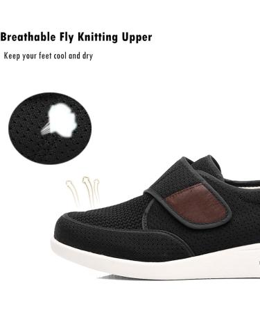 GSFY Men's Diabetic Edema Shoes | Adjustable Closure, Non Slip, Lightweight Walking Shoes for Swollen Feet | Indoor/Outdoor 9 Wide Black - Buy Online on GoSupps.com