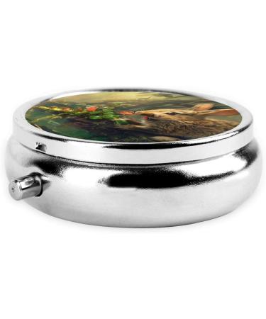 Rabbit Eating Jelly Portable Metal Pill Box - Round Mini 3-Compartment Design for Small Pills | Travel Essential - Buy Online on GoSupps.com