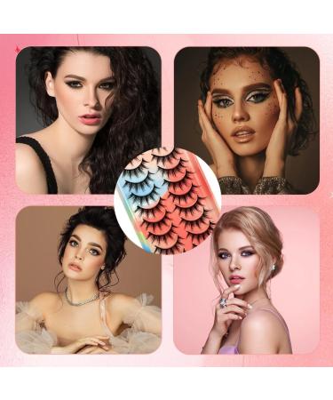False Lashes Natural Synthetic Fibers False Lashes Fluffy Fake Eyelashes 10 Pairs Reusable Fake Eyelashes for Asian Eyes for Round Eyes (Dense) - Buy Online on GoSupps.com