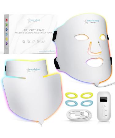 Nourished Bodynskin LED Light Therapy Face & Neck Mask - Facial Skin Care Device - 7 Colors Red & Blue - Rejuvenation  Anti-aging Product for Wrinkles