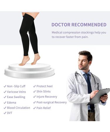 Ktinnead Footless Thigh High Compression Stockings 20-30mmHg - Black XL - Men & Women - Buy Online on GoSupps.com