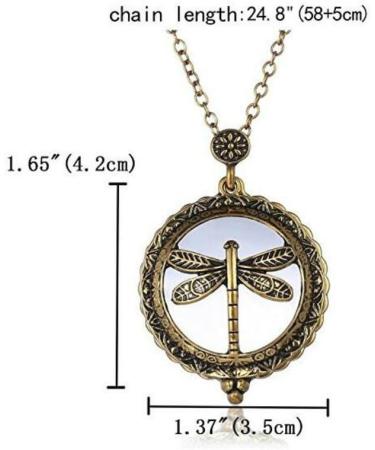 AKOAK 5X Portable Vintage Magnifying Glass Pendant Necklace for Library Reading Fine Print Zooming Increase Vision Jewelry and Gift (Dragonfly) - Buy Online on GoSupps.com