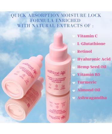 Natural Vibes Vitamin C + Glutathione Radiance Serum | Clear Skin Face Serum 30ml - Shop Internationally - Buy Online on GoSupps.com