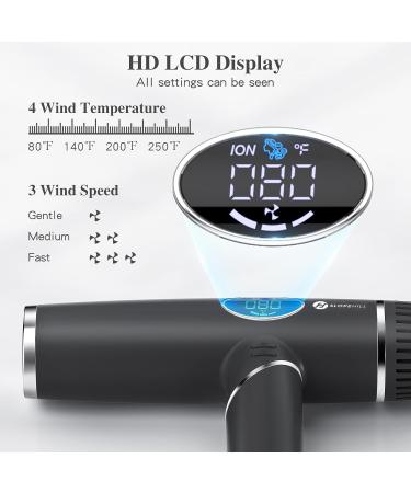 Ions 2000W Hair Dryer - Quick Drying Brushless Motor Magnetic Diffuser LCD Display | Lightweight & Quiet for Home Salon & Travel (Black) - Buy Online on GoSupps.com