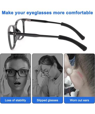 4 Pairs Anti-Slip Elastic Comfortable Glasses Ear Handles | S/L Sizes | Soft Knitted Cotton Fabric | Durable Glasses Sleeve Holder in Black/Gray - Buy Online on GoSupps.com