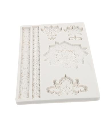 Zerodeko Baroque Scroll Relief Cake Border Silicone Molds Baroque Fondant Mold 2pcs Embossed Lace Mold Silica Gel 3D Lotus European Style Scroll Border Lace Molds Polymer Clay Molds 19.5X12X1CMx2pcs