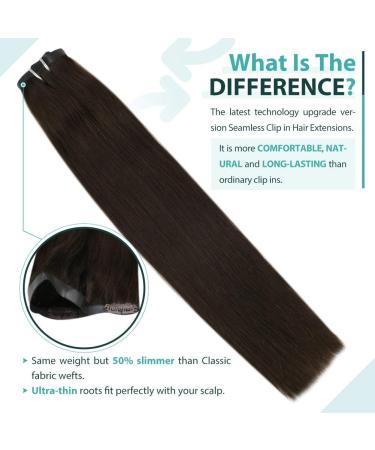 Moresoo Seamless Clip in Human Hair Extensions Darkest Brown #2 22 Inch 120g - Buy Online on GoSupps.com