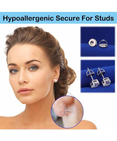 14k Gold Plated 925 Sterling Silver Screw Earring Backs - Hypoallergenic, 2 Pairs, Fits Threaded Post 0.032'' White - Buy Online on GoSupps.com