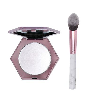 Rosarden Highlighter Makeup Palette - White Shimmer Highlighter Powder for Face Body - Waterproof & Long Lasting Illuminator Diamond Highlighter - Smooth Sparkly Glitter Highlighter Makeup with Brush Diamond White