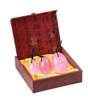 Yoni egg rose quartz crystal gemstones jade egg balls for women cone exercise tightening vaginal muscle health body massage with gift box rose quartz