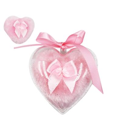 Body Powder Puff Bowknot Heart Powder Puff | Baby Body Powder Puff Long-haired Powder Puff Soft Face Powder Puff for Baby Pink