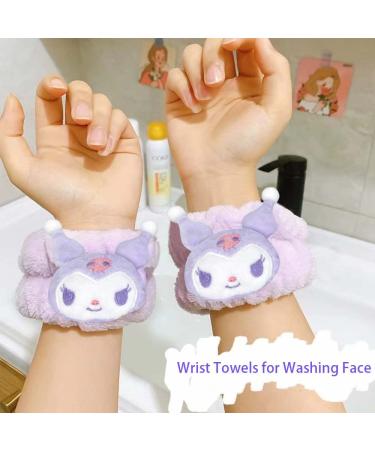 Kawaii Purple Spa Headband and Wristband Set for Women and Girls - Soft Skincare and Makeup Hairband for Face Washing, Bath, Shower, and Beauty - Buy Online on GoSupps.com