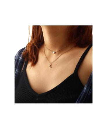 Edary Boho Moon Necklace Heart Pendant Necklace Gold Jewelry Accessories for Women.