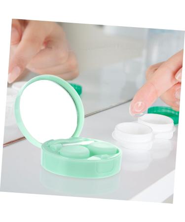 Solustrie Contact Lens Container Set - Eye Care Holder with Mirror Box for Travel - Colored Contact Lenses Storage - 7.5x7.5x2.8cm - Durable Plastic - Buy Online on GoSupps.com