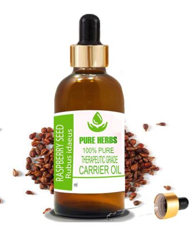 Pure Herbs Raspberry Seed Oil (Rubus idaeus) Pure and Natural Therapeutic Grade Carrier Oils with Dropper (30 ml)