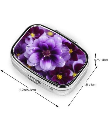 Purple Flower 2 Compartment Pill Case | Cute Travel Pill Organizer & Purse Pill Box - Perfect Gifts - Buy Online on GoSupps.com