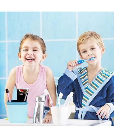 Travel Toothbrush Set - 3-Piece Portable Cup & Holder for Kids - Ideal for Camping Business Trips & Home - Blue Pink Green - Buy Online on GoSupps.com