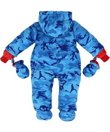 Baby Boys Winter Hooded Romper Snowsuit with Gloves Booties | Cotton Jumpsuit Outfits 6-9 Months - Buy Online on GoSupps.com