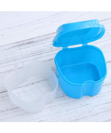 Denture Box for False Teeth & Dental Retainers - Sky Blue Storage Solution with Sieve | International Shipping Available - Buy Online on GoSupps.com