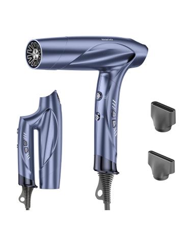 Hair Dryer Ionic Blow Dryer with 110 000 RPM Brushless Motor  Professional High-Speed Fast Drying Low Noise Salon Hair Dryer with Neutralizing Ion  Folding Portable Travel Hair Dryer -Silver Blue