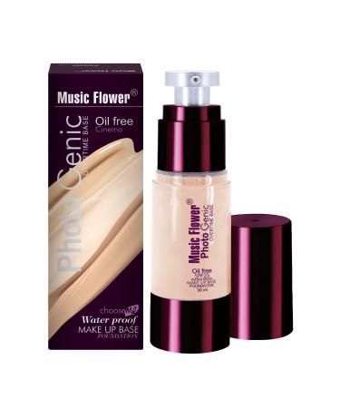 Music Flower Photo Genic Liquid Foundation Makeup  Matte Flawless Finish Oil Free Waterproof Makeup Base Foundation  Full Coverage & Long Lasting & Poreless & Dewy Smooth  1 Fl Oz (30ml) - Wheat