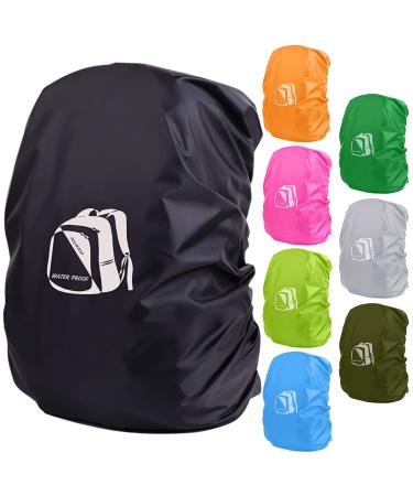 TOURZOO Backpack Rain Cover for (10-95L),Waterproof Backpack Cover with Reflective Strip,Outdoor Backpack Cover for Hiking,Camping,Biking,Traveling black L(40-66L)+Fastened Straps