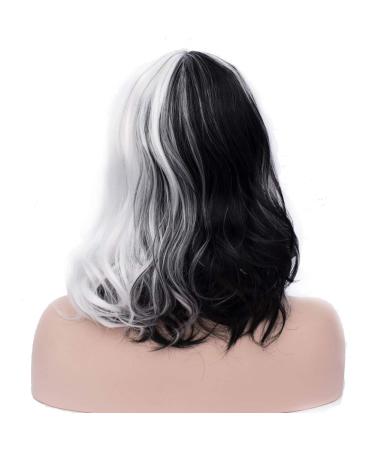Beron 35.6 cm Black & White Wavy Wig | Stylish Pony Bob for Women | Includes Wig Cap - Buy Online on GoSupps.com