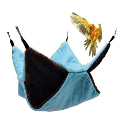 Bird Nest Double Layer Hanging Hammock Bed Toy for Parrot Parakeet Cockatiel Conure Cockatoo African Grey Amazon Lovebird Finch Budgie Hamster Rat Gerbils Chinchilla Cage Perch Blue