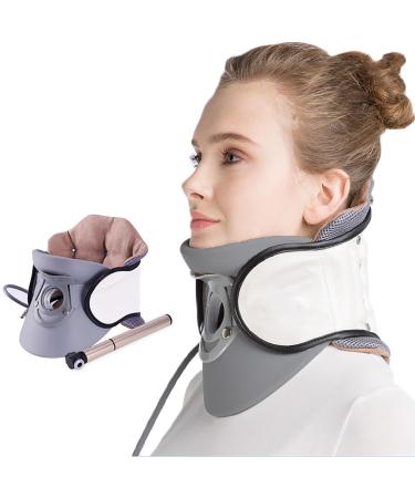 Adjustable traction device for the cervical spine naked endowers neck collar with integrated airbag support 360 firm strapping nude decompression and pain relief white