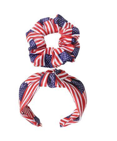 FOMIYES Independence Day Headband 4th of July Hair Scrunchie American Flag Headband Patriotic Hair Accessory for Women Girls