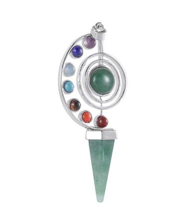 Kyeygwo 7 chakras pearls hexagonal cereal pendant for women and men gemstone point necklace lace pendulum healing stone jewelry green aventurine
