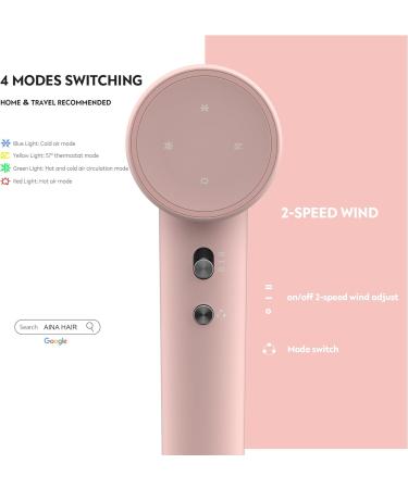 AINA 2000WE Hair Dryer Blow Dryer - Brushless High Speed Motor, Lightweight Ionic Travel (Baby Pink) - Buy Online on GoSupps.com