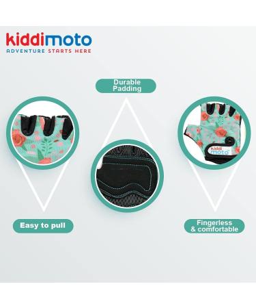 KIDDIMOTO Children's Fingerless Cycling Gloves for Boys & Girls - Floral Design - Size M (4-8 Years) - Perfect Kids Bike Gloves - Buy Online on GoSupps.com