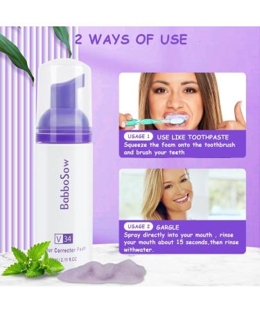 ACWOO Purple Tooth Whitening Toothpaste Teeth Cleaning Toothpaste Foam Toothpaste Stain Removing Tooth Purple Tooth Whitening Toothpaste for Sensitive Teeth and Yellow Teeth Clean 60ml Mousse Type - Buy Online on GoSupps.com