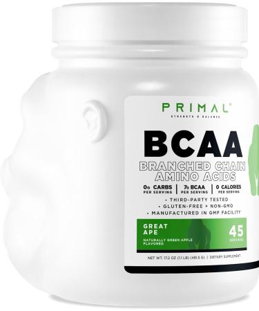 Primal BCAA Powder Great Ape - Green Apple Flavor | 0g Carbs 0 Calories 7g BCAA | 45 Servings - International Shipping Available - Buy Online on GoSupps.com