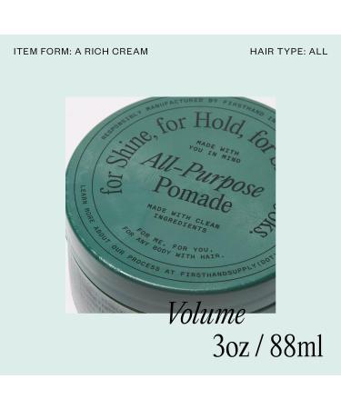 Firsthand Supply All-Purpose Hair Pomade - Clean & Non-toxic Hair Care Ingredients - Gives a Low Shine Shape and Firm Hold To Your Hair - 3oz (88ml) - Buy Online on GoSupps.com